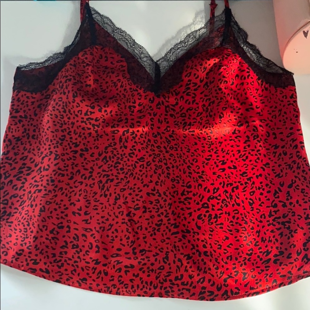 Red and black lacy camisole top